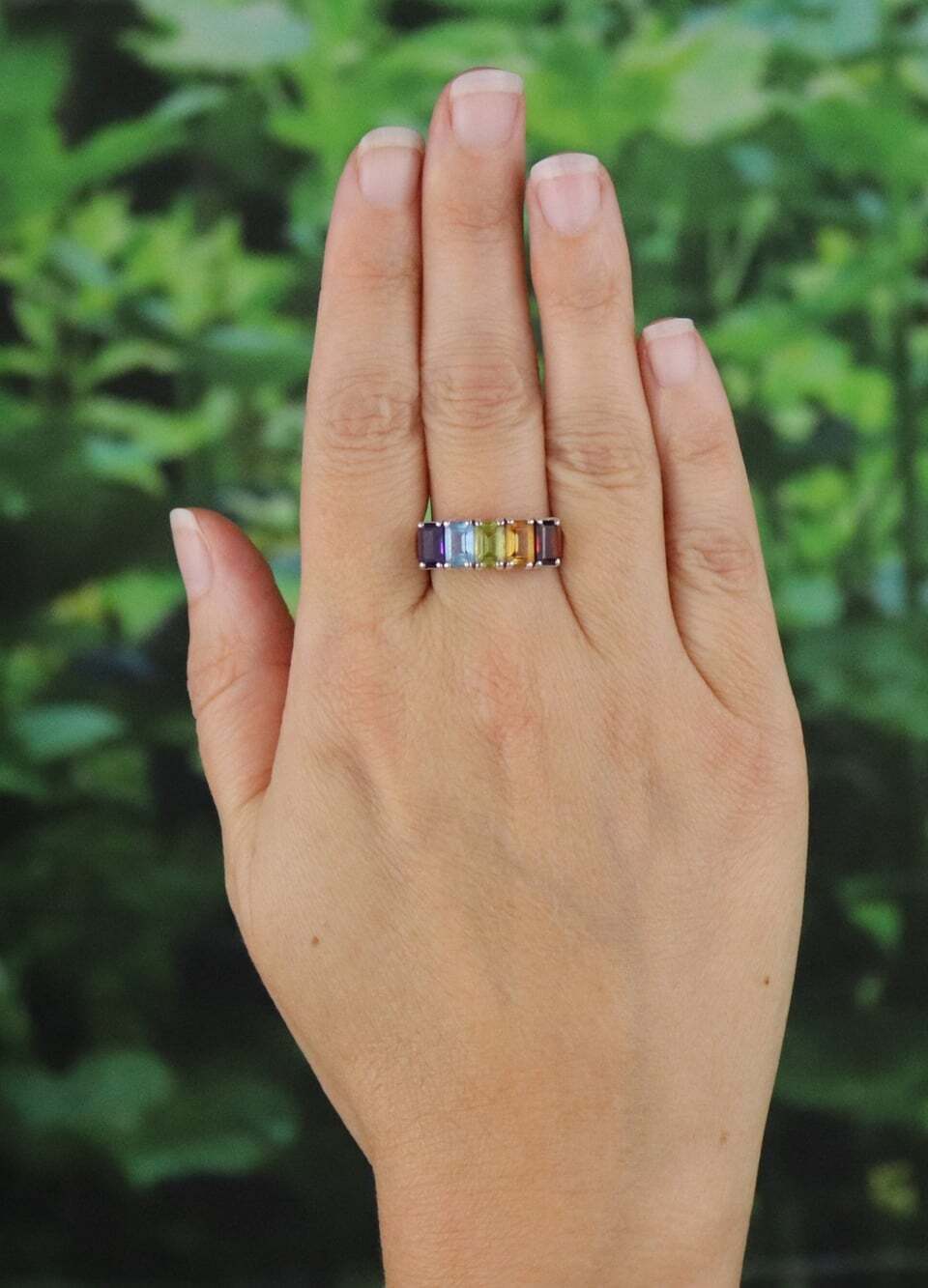 Sterling Silver Multi Gemstone Ring Size 7 - Picture 2 of 7